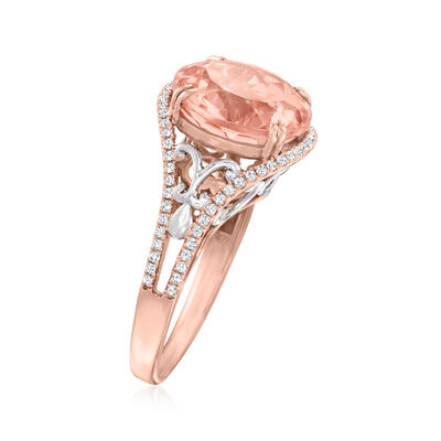 5.25 Carat Morganite Ring with .22 ct. t.w. Diamonds in 14kt Two-Tone Gold