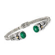Malachite Bali-Style Dragonfly Cuff Bracelet in Sterling Silver with 18kt Yellow Gold
