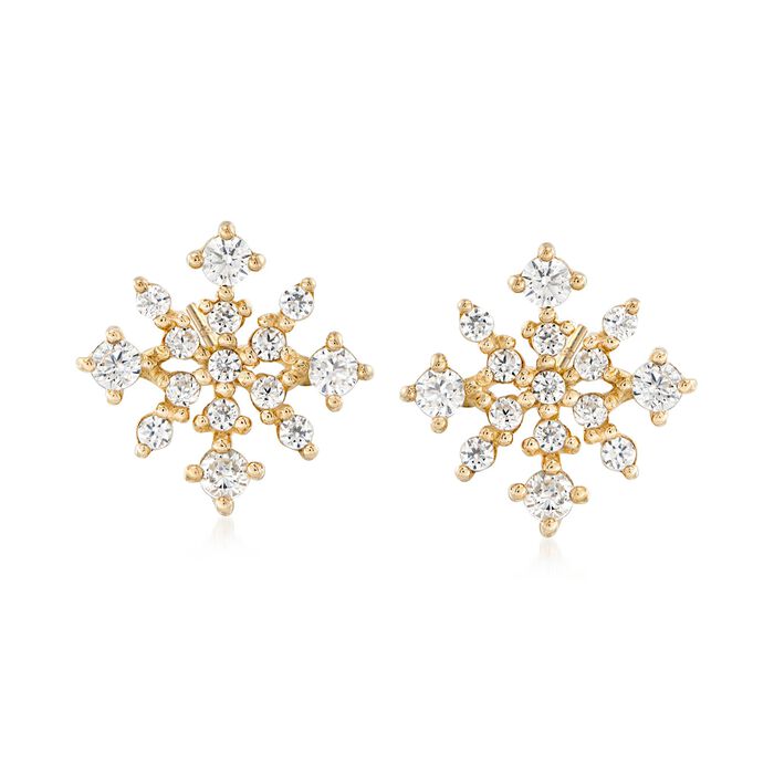 .23 ct. t.w. Polished CZ Snowflake Stud Earrings in 14kt Yellow Gold