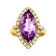 5.50 Carat Amethyst and .52 ct. t.w. Diamond Ring in 14kt Yellow Gold