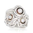5-6mm Cultured Pearl Freeform Ring in Sterling Silver