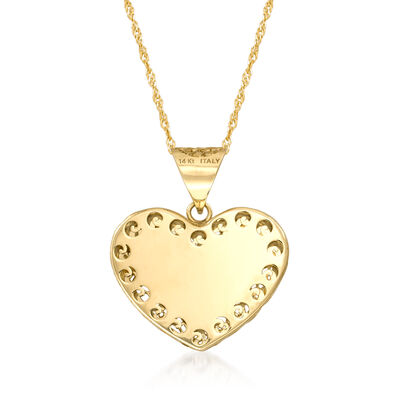 Italian 14kt Yellow Gold Floral Filigree Heart Pendant Necklace