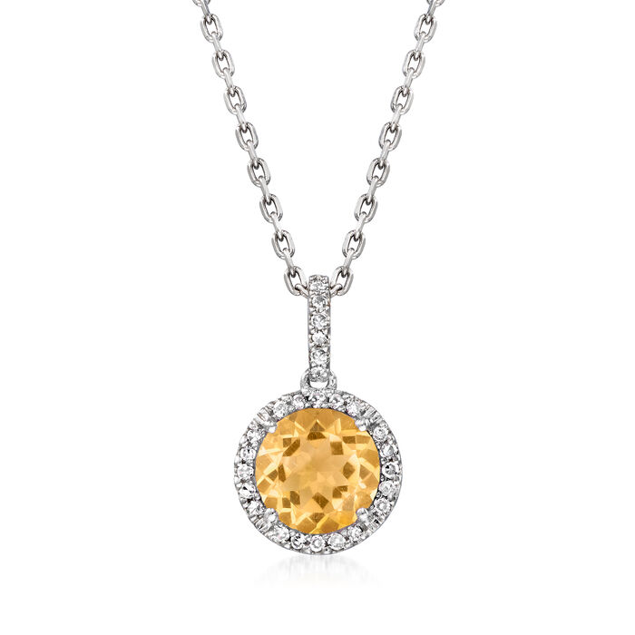 1.20 Carat Citrine Pendant Necklace with Diamond Accents in Sterling Silver