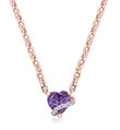 .50 Carat Amethyst Heart Necklace with Diamond Accents in 18kt Rose Gold Over Sterling