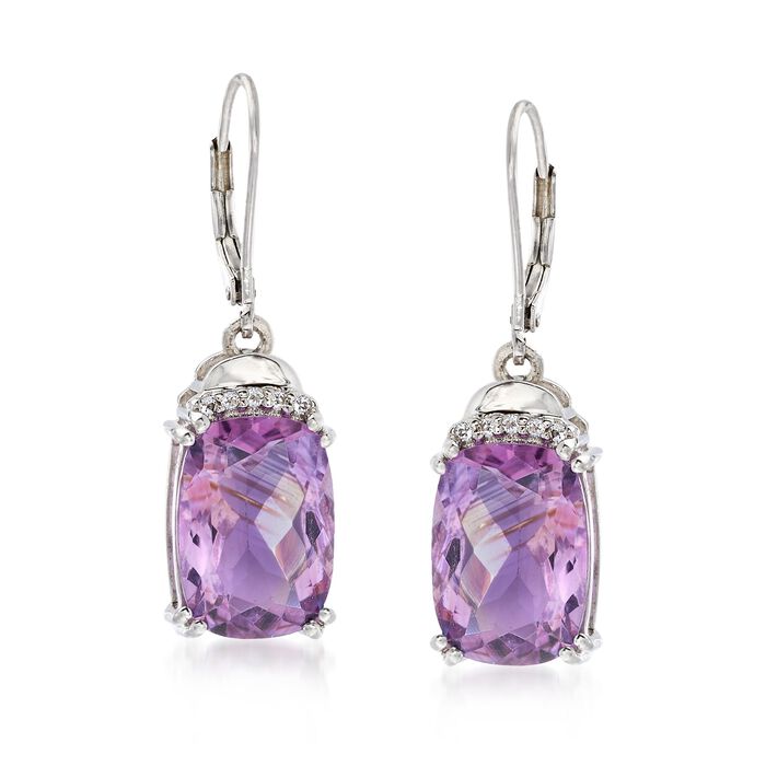 11.00 ct. t.w. Amethyst and .10 ct. t.w. White Topaz Earrings in Sterling Silver