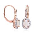 Opal and .80 ct. t.w. White Topaz Drop Earrings with Diamond Accents in 14kt Rose Gold