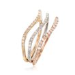 .33 ct. t.w. Diamond Jewelry Set: Three Wavy Rings in 14kt Tri-Colored Gold