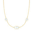 C. 1980 Vintage 13.80 ct. t.w. Aquamarine Station Necklace in 14kt Yellow Gold