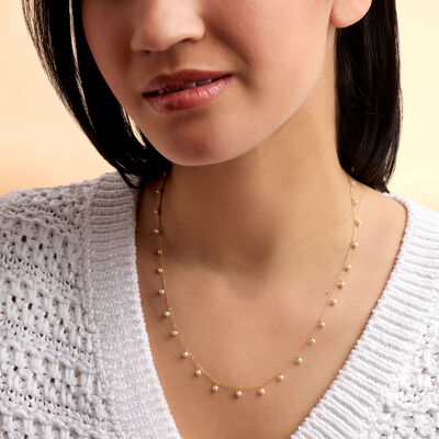 2.5-3mm Cultured Pearl Necklace in 14kt Yellow Gold