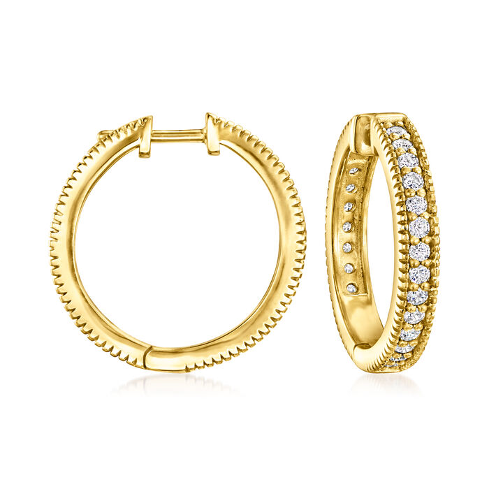 .80 ct. t.w. CZ Hoop Earrings in 18kt Gold Over Sterling