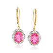 4.30 ct. t.w. Pink Topaz Drop Earrings with .22 ct. t.w. Diamonds in 14kt Yellow Gold
