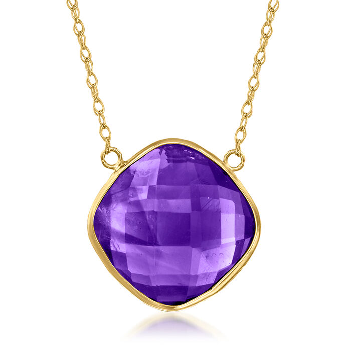 7.50 Carat Amethyst Necklace in 14kt Yellow Gold