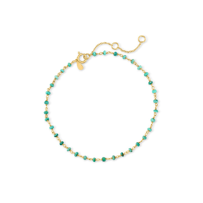 3mm Turquoise Bead Anklet in 18kt Gold Over Sterling