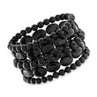 Black Agate Jewelry Set: Five Bead Stretch Bracelets