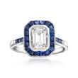 C. 1990 Vintage 1.05 Carat Diamond and 1.20 ct. t.w. Sapphire Ring in 18kt White Gold