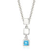 Zina Sterling Silver &quot;Ice Cube&quot; .20 Carat Blue Topaz Three-Square Necklace