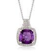 5.50 Carat Amethyst Pendant Necklace in Sterling Silver