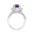 C. 1990 Vintage 1.52 Carat Purple Sapphire and 1.00 ct. t.w. Diamond Ring in 14kt White Gold