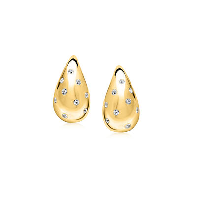 1.00 ct. t.w. White Topaz Teardrop Earrings in 18kt Gold Over Sterling