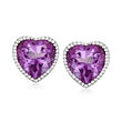 3.10 ct. t.w. Amethyst Heart Earrings in Sterling Silver