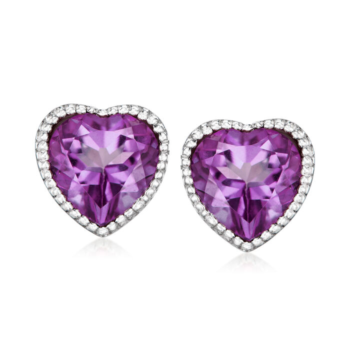 3.10 ct. t.w. Amethyst Heart Earrings in Sterling Silver
