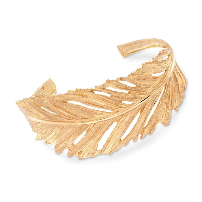 Italian 18kt Gold Over Sterling Silver Leaf Cuff Bracelet
