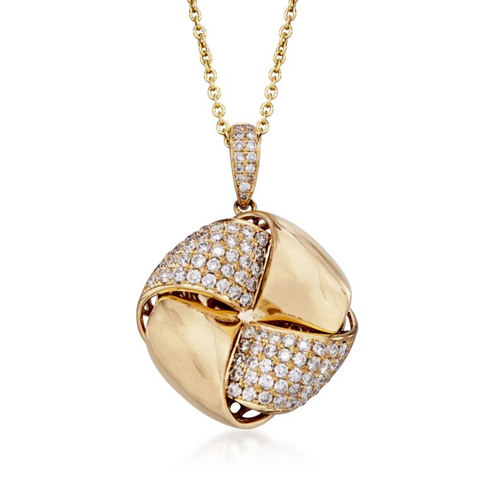 1.54 ct. t.w. Diamond Love Knot Pendant Necklace in 14kt and 18kt Yellow Gold