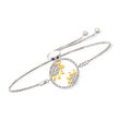 .38 ct. t.w. Diamond Sunflower Bolo Bracelet in Sterling Silver with 14kt Yellow Gold