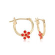 Mom & Me .18 ct. t.w. CZ and Enamel Floral Hoop Earring Set of 2 in 14kt Yellow Gold
