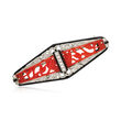 C. 1960 Vintage Coral, Black Onyx and .20 ct. t.w. Diamond Pin with Black Enamel in Platinum