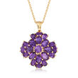 5.60 ct. t.w. Amethyst Floral Pendant Necklace in 18kt Gold Over Sterling