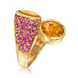 4.70 ct. t.w. Madeira Citrine and 2.40 ct. t.w. Rhodolite Garnet Bypass Ring in 18kt Gold Over Sterling