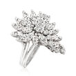 C. 1970 Vintage 2.50 ct. t.w. Diamond Waterfall Cocktail Ring in 18kt White Gold