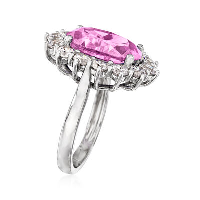 5.00 Carat Simulated Pink Sapphire and 1.80 ct. t.w. CZ Ring in Sterling Silver