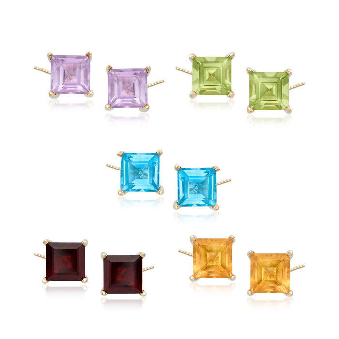 7.20 ct. t.w. Semi-Precious Gem Jewelry Set: Five Pairs of Stud Earrings in 18kt Gold Over Sterling