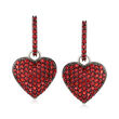 2.40 ct. t.w. Garnet Heart Cluster Drop Earrings in Sterling Silver