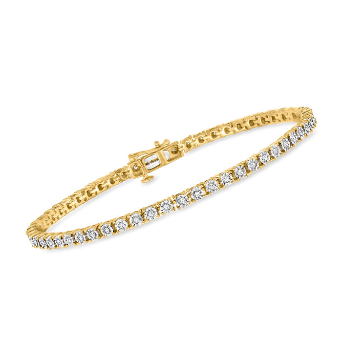 .50 ct. t.w. Diamond Tennis Bracelet in 18kt Gold Over Sterling