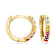 Gabriel Designs .25 ct. t.w. Multi-Gemstone Huggie Hoop Earrings in 14kt Yellow Gold