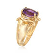 C. 1980 Vintage 2.20 Amethyst Ring with CZ Accents in 10kt Yellow Gold