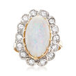 C. 1960 Vintage Opal Ring with .70 ct. t.w. Diamonds in 10kt Yellow Gold