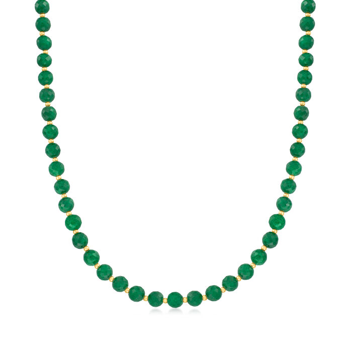 115.00 ct. t.w. Emerald Bead Necklace in 10kt Yellow Gold