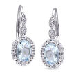 1.20 ct. t.w. Aquamarine and .80 ct. t.w. White Topaz Drop Earrings with Diamond Accents in 14kt White Gold