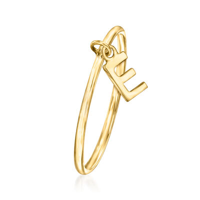 14kt Yellow Gold &quot;E&quot; Initial Charm Ring
