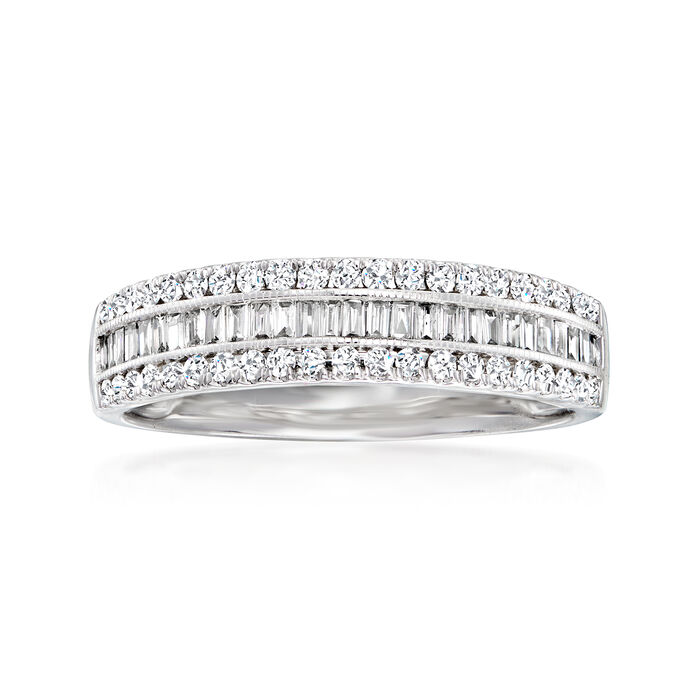 .50 ct. t.w. Round and Baguette Diamond Ring in 14kt White Gold