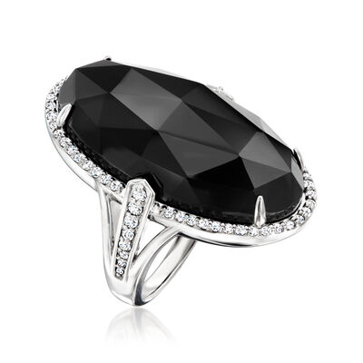 Onyx Ring with .50 ct. t.w. White Topaz in Sterling Silver
