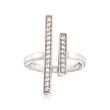 .35 ct. t.w. CZ Double Bar Ring in Sterling Silver