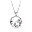 .43 ct. t.w. Multi-Gemstone Floral Pendant Necklace in Sterling Silver