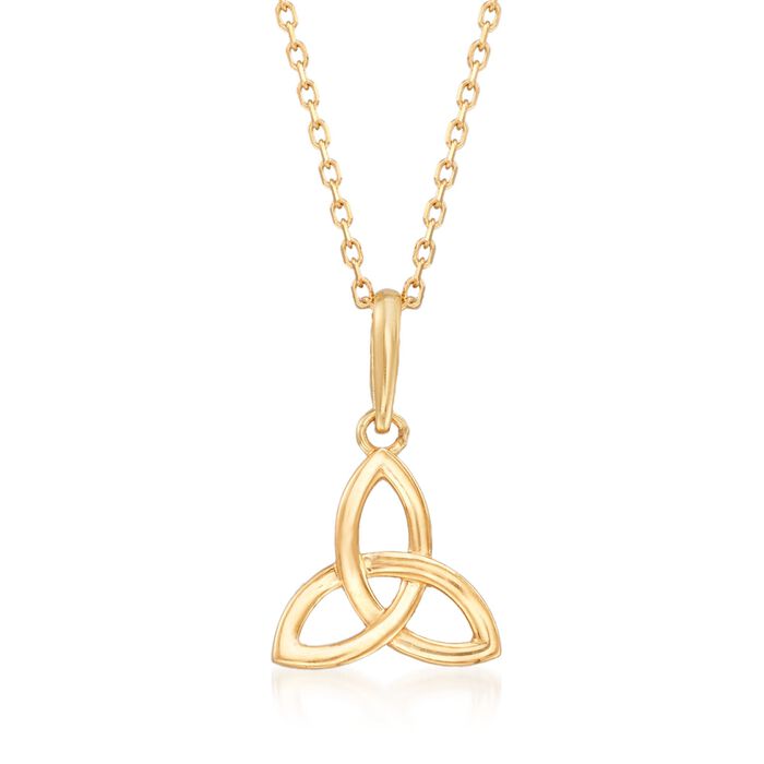 18kt Yellow Gold Celtic Trinity Knot Pendant Necklace