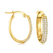 .40 ct. t.w. CZ Oval Hoop Earrings in 14kt Yellow Gold