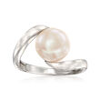 Italian 9-9.5mm Cultured Pearl Twisted Ring in Sterling Silver